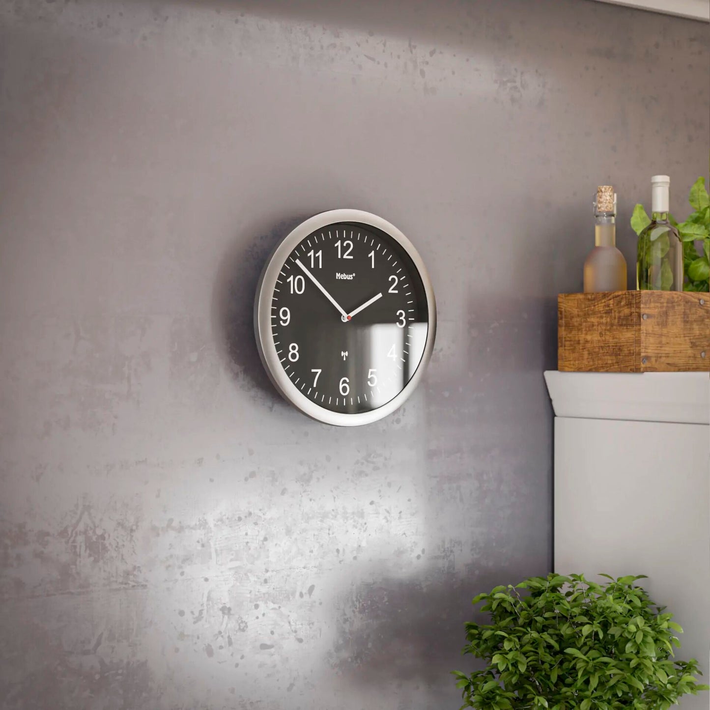 Mebus 19812 radio wall clock black/silver