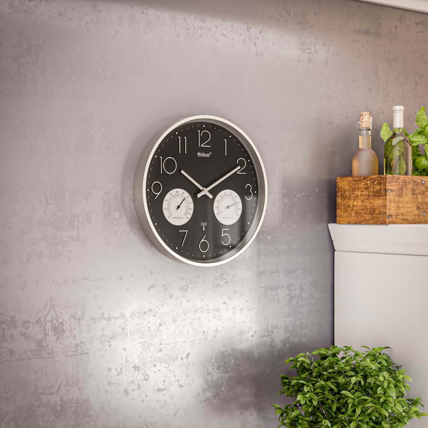Mebus 12988 radio wall clock with Thermo-Hygrometer