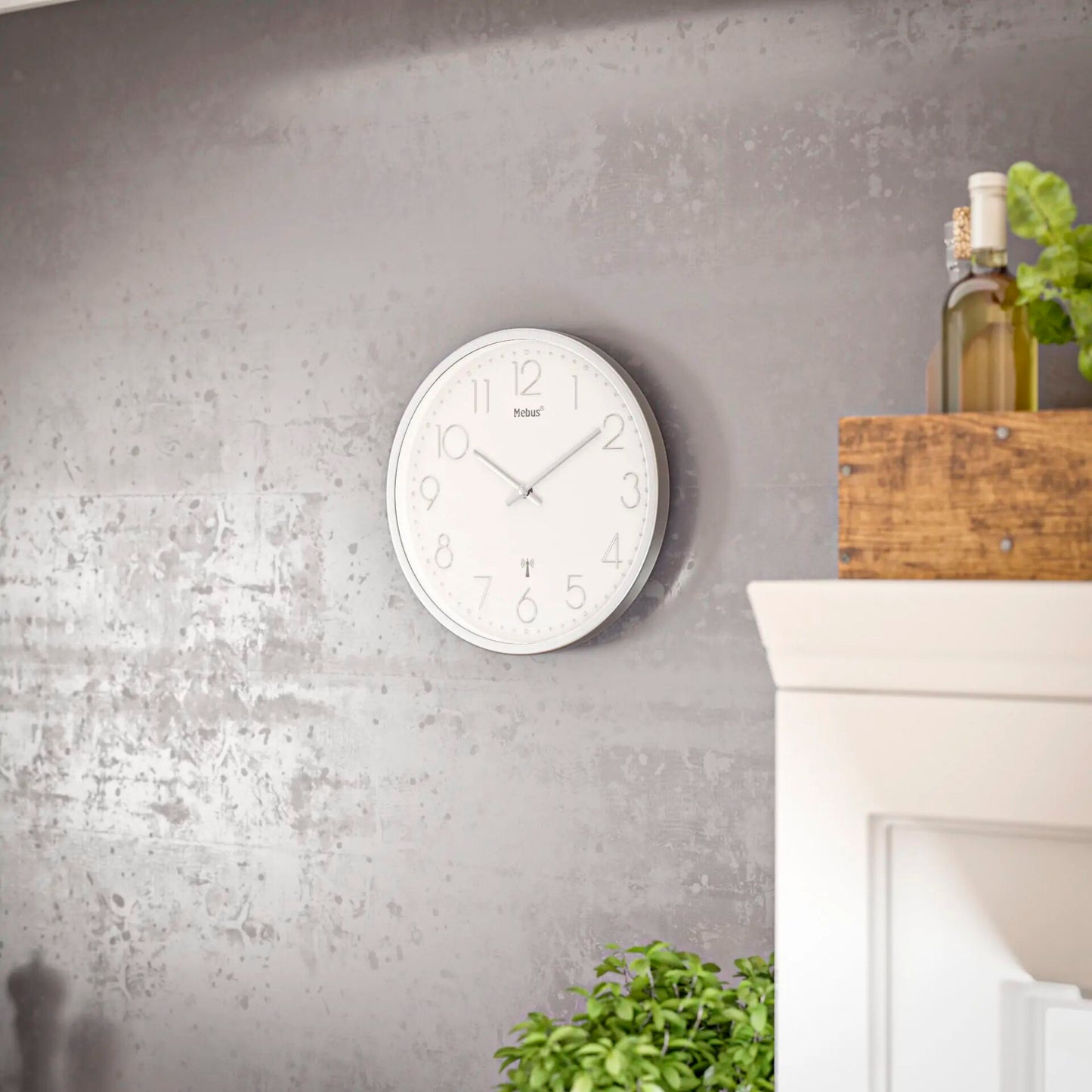 Mebus 19776 radio wall clock Silver/white