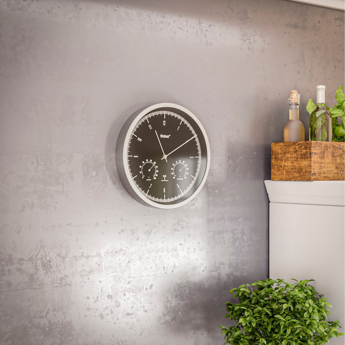 Mebus 19777 radio wall clock with Thermo-Hygrometer