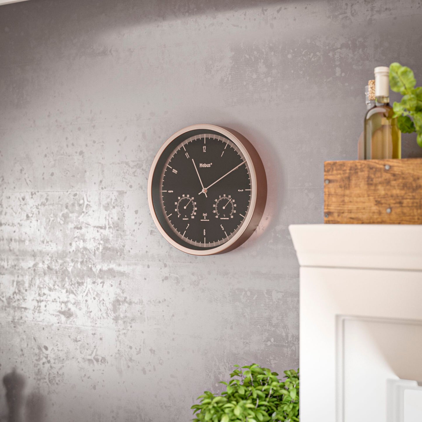 Mebus 19778 radio wall clock with Thermo-Hygrometer