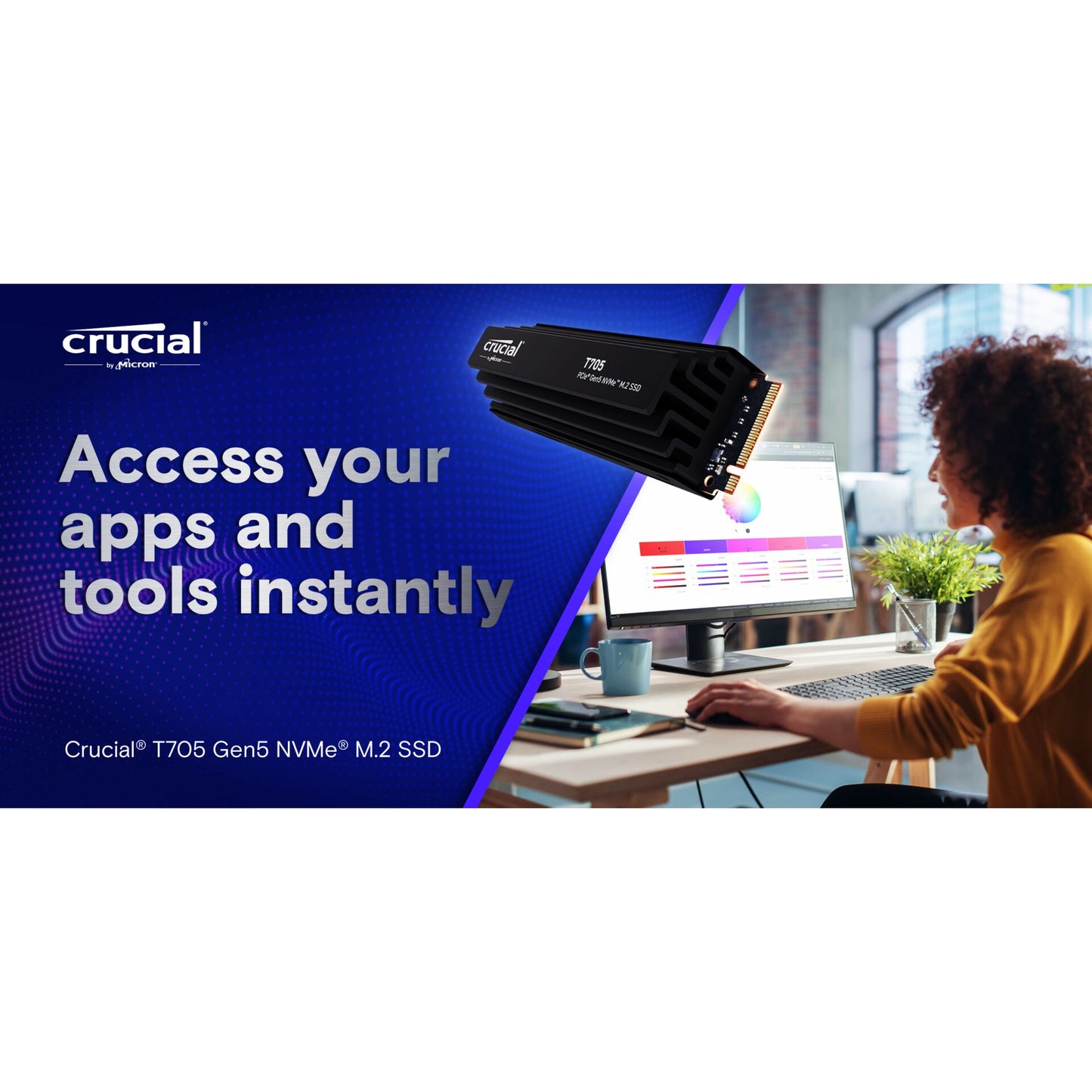 Crucial T705 with heatsink 4TB PCIe Gen5 NVMe M.2 SSD