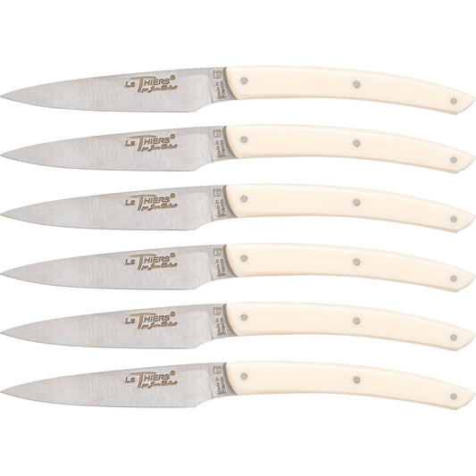 Laguiole Jean Dubos Knife Set 6 pcs., Acrylic Ivory