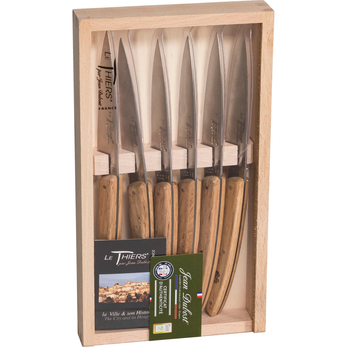Laguiole Jean Dubost Knife Set 6 pcs., Oak Wood