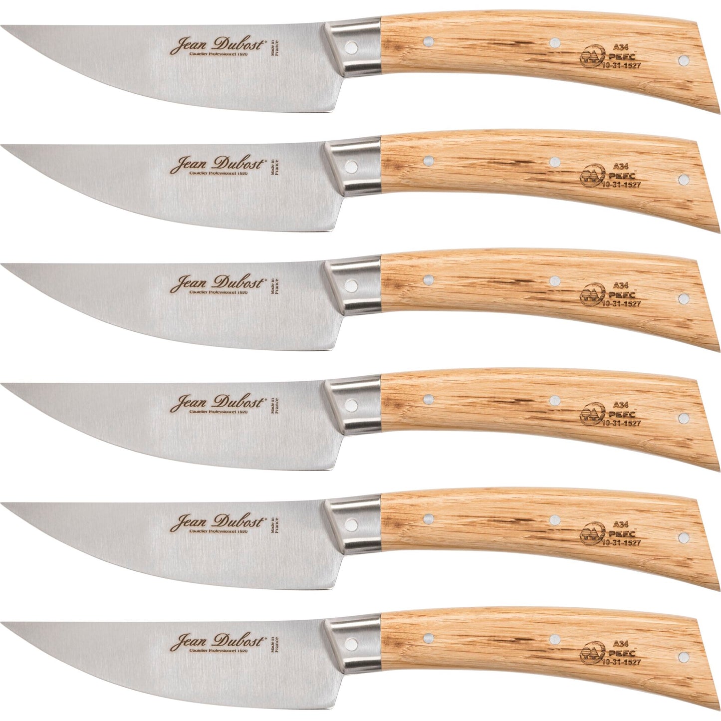 Laguiole Jean Dubost Steak Knife Set 6pcs., Oak Wood