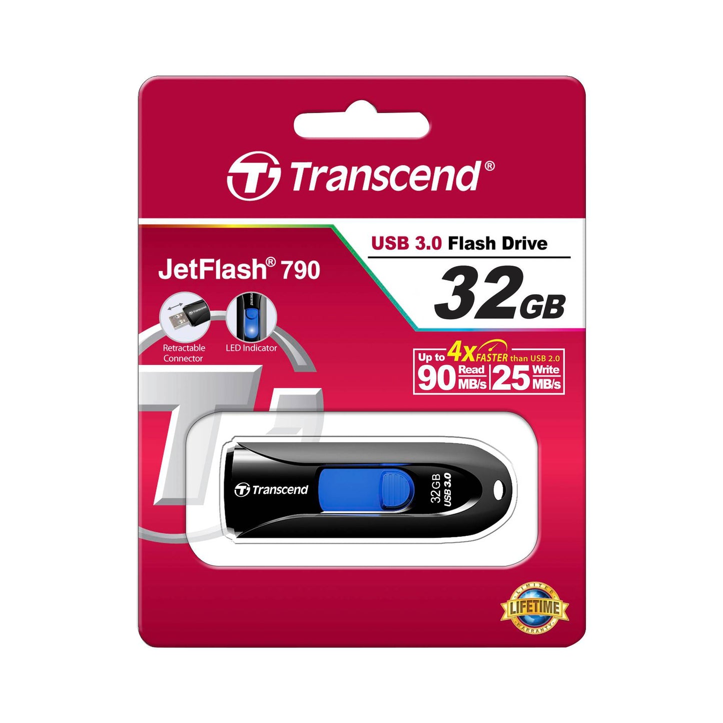 Transcend JetFlash 790 32GB USB 3.1 Gen 1 Black