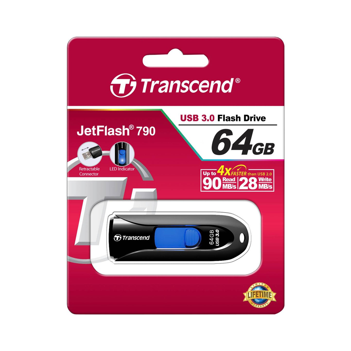 Transcend JetFlash 790 64GB USB 3.1 Gen 1 Black