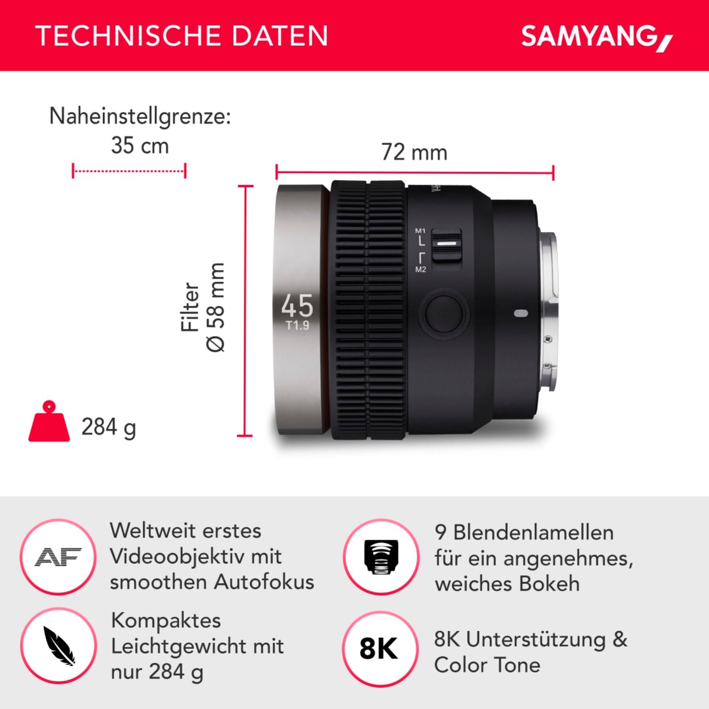 Samyang V-AF T 1,9/45 FE Sony E
