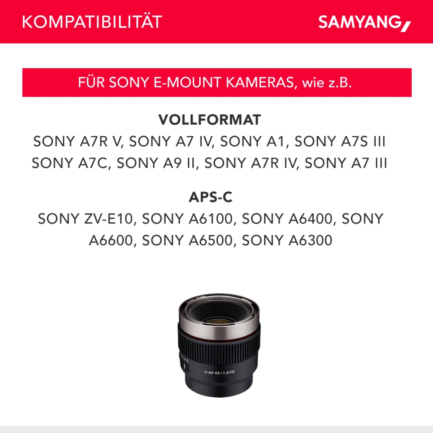Samyang V-AF T 1,9/45 FE Sony E
