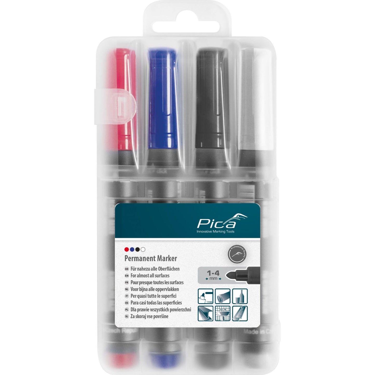 Pica permanent Marker 1-4mm assorted with Instant-White