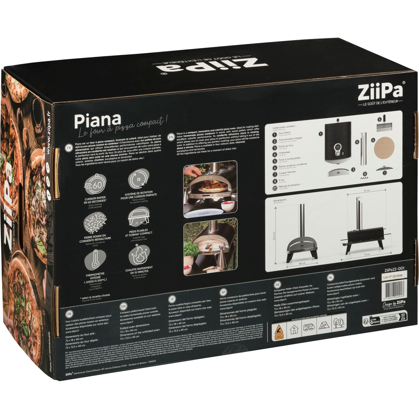 ZiiPa Piana Pellet Pizza Oven Charbon