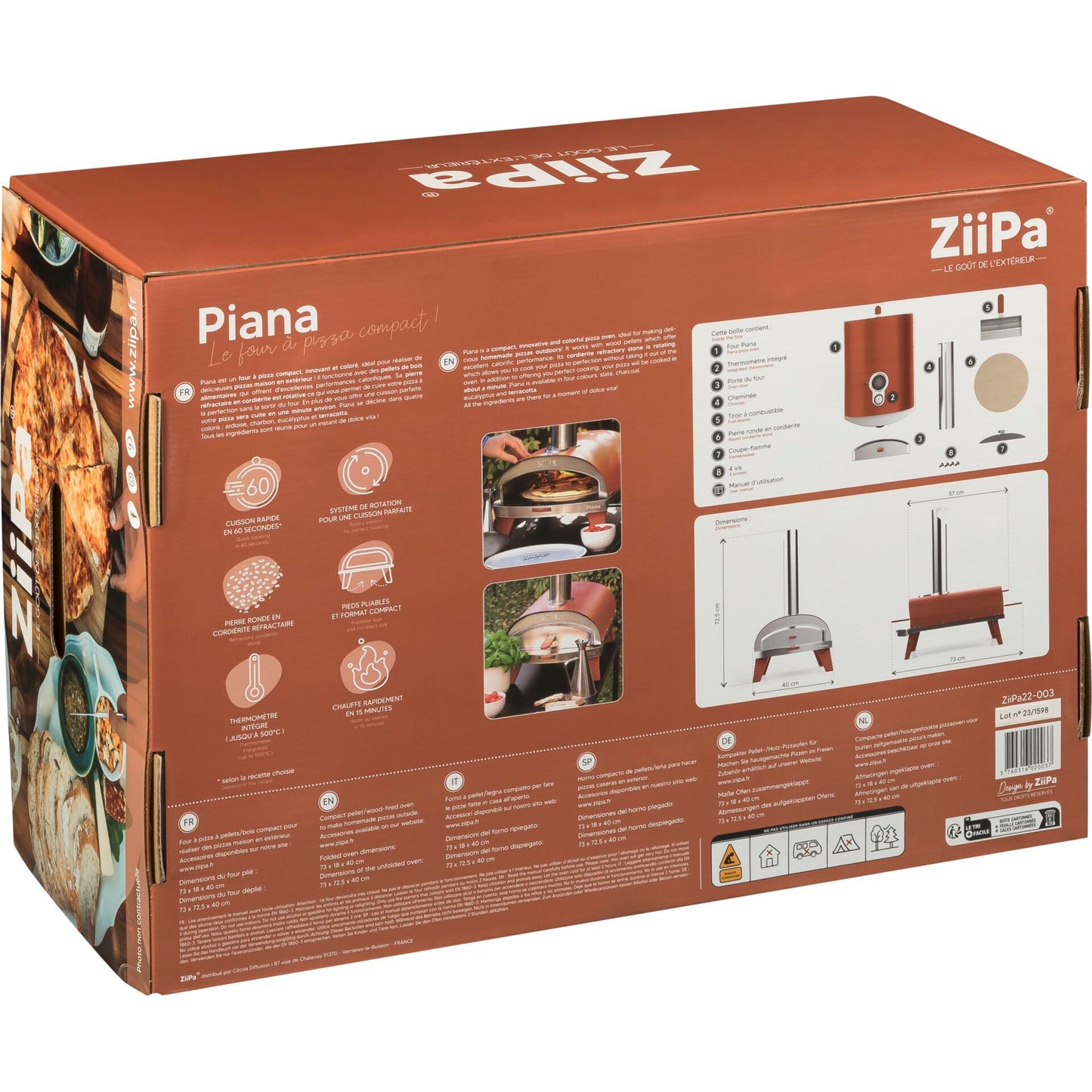 ZiiPa Piana Pellet Pizza Oven Terracotta