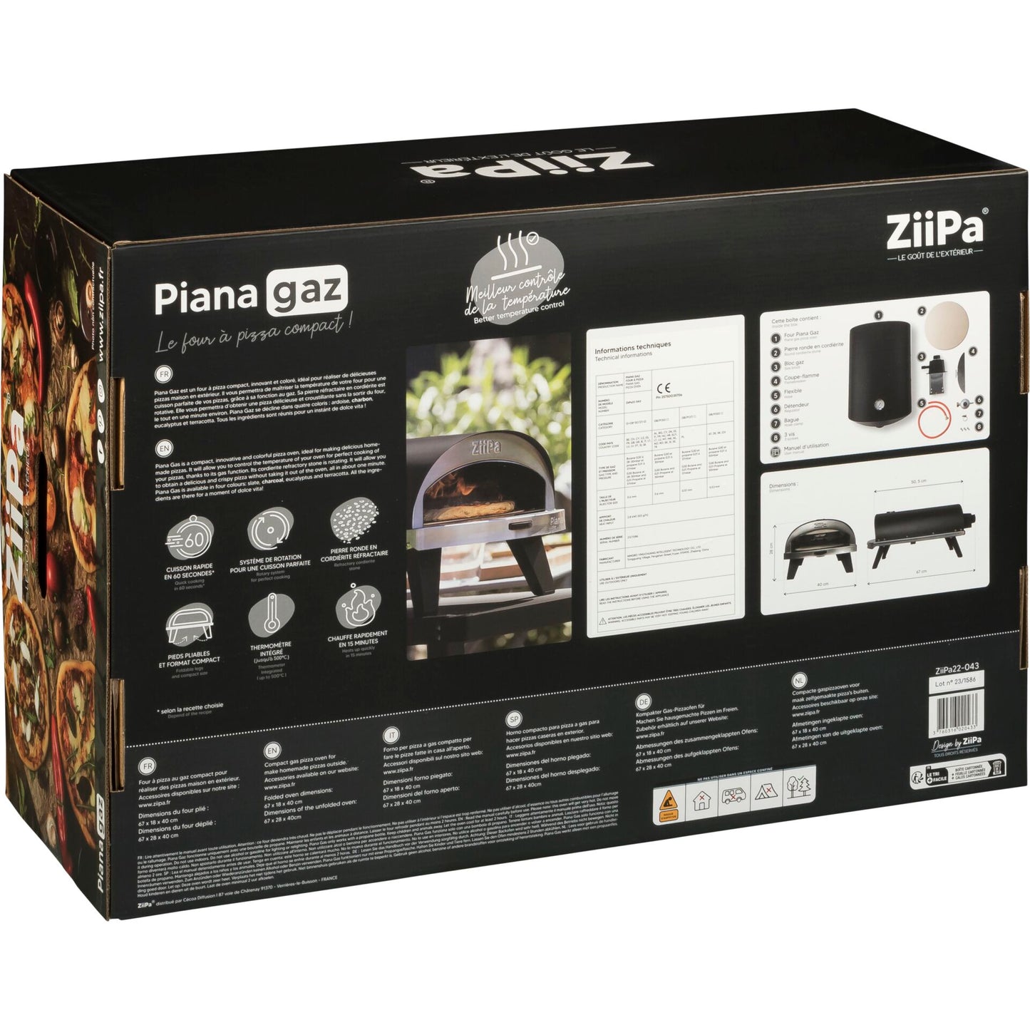 ZiiPa Piana Gas Pizza Oven Charbon