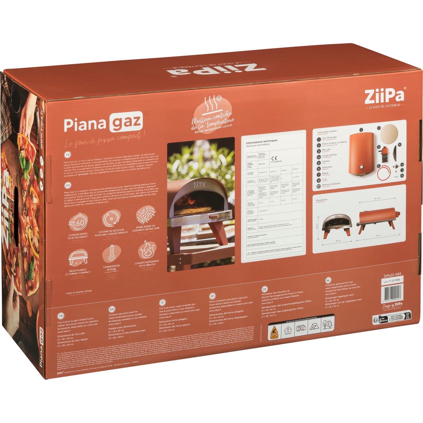 ZiiPa Piana Gas Pizza Oven Terracotta