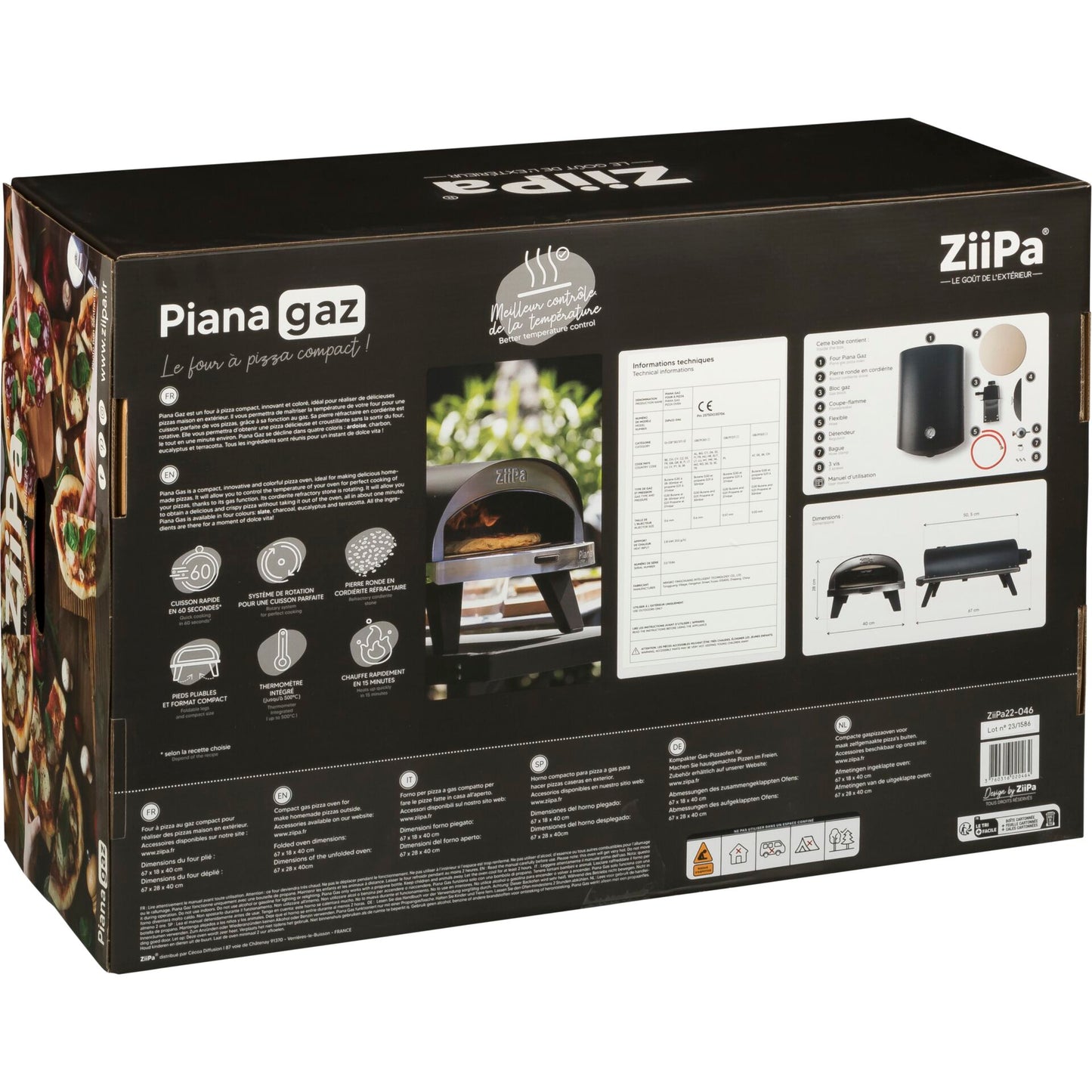 ZiiPa Piana Gas Pizza Oven Ardoise