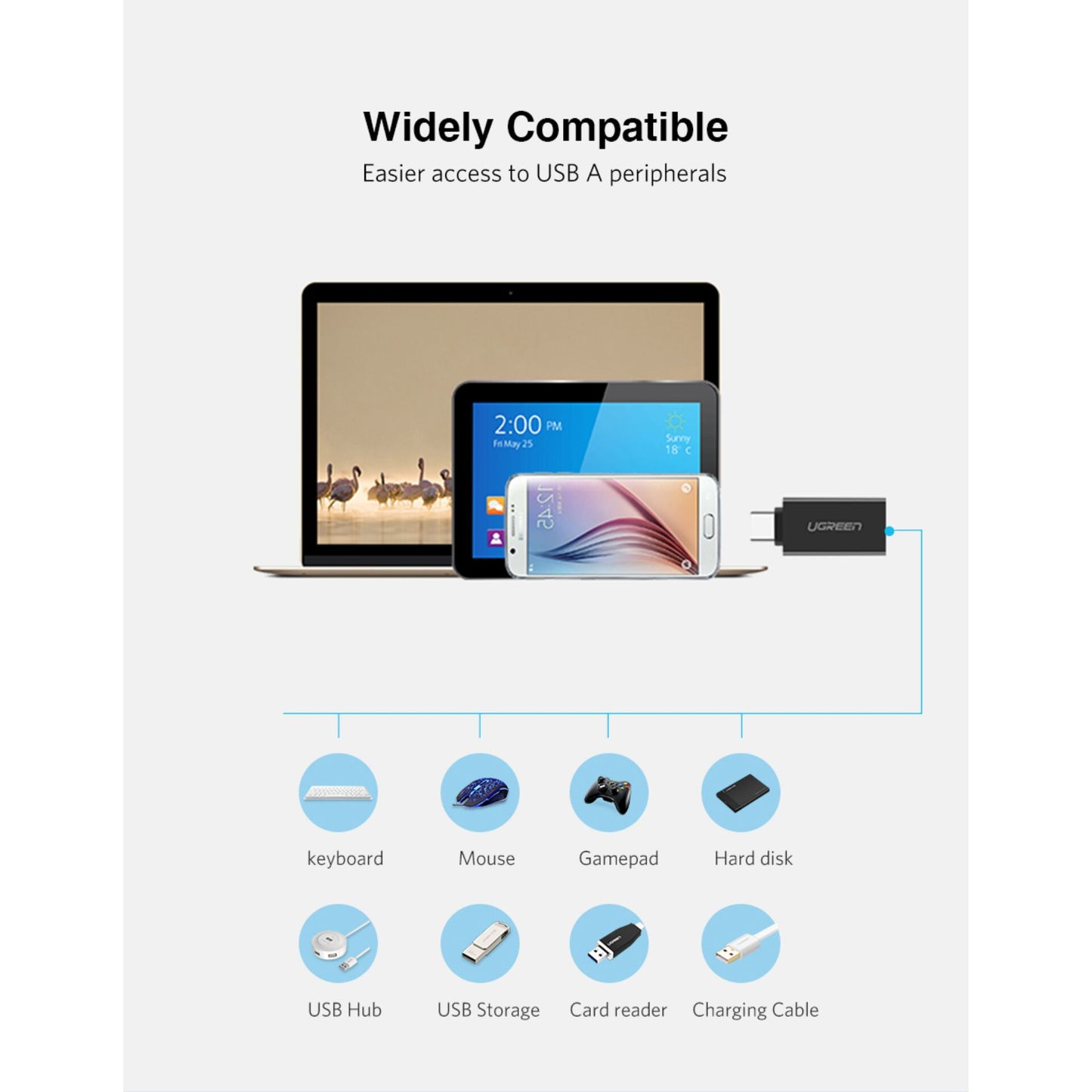 UGREEN USB-C to USB 3.0 A Female Adapter Black