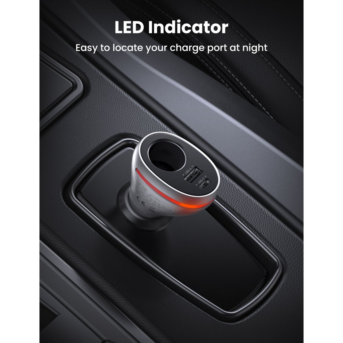 UGREEN Car Charger Dual Ports Single Extension Socket PD 20W