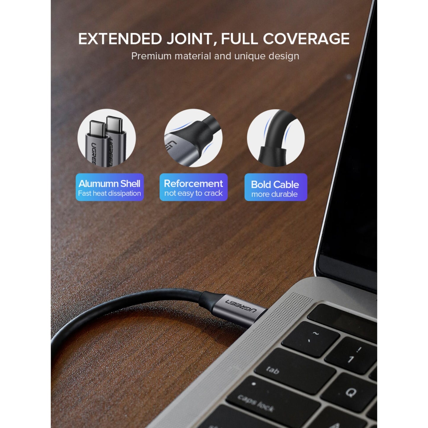 UGREEN USB-C Male to Type C Male Cable 1.5m Gray