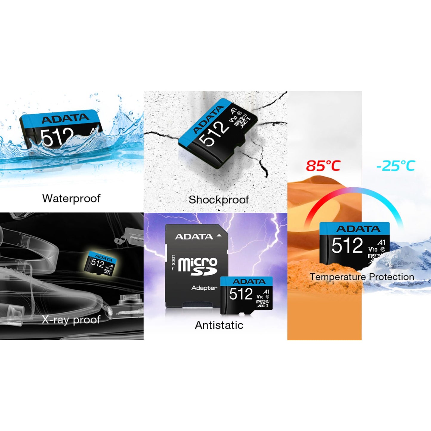 ADATA CARD MICROSDHC 512GB UHS-I CL10 100/20 MB/s W/1 Adap.