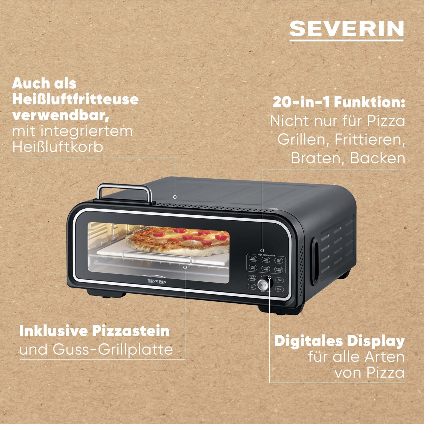 Severin PG 8575 SERICO Digitaler Pizza Ofen