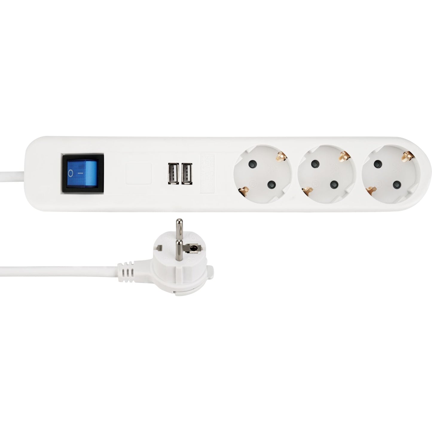 REV Steckdosenleiste ICE 3-fach USB & Schalter, 1,4m weiß