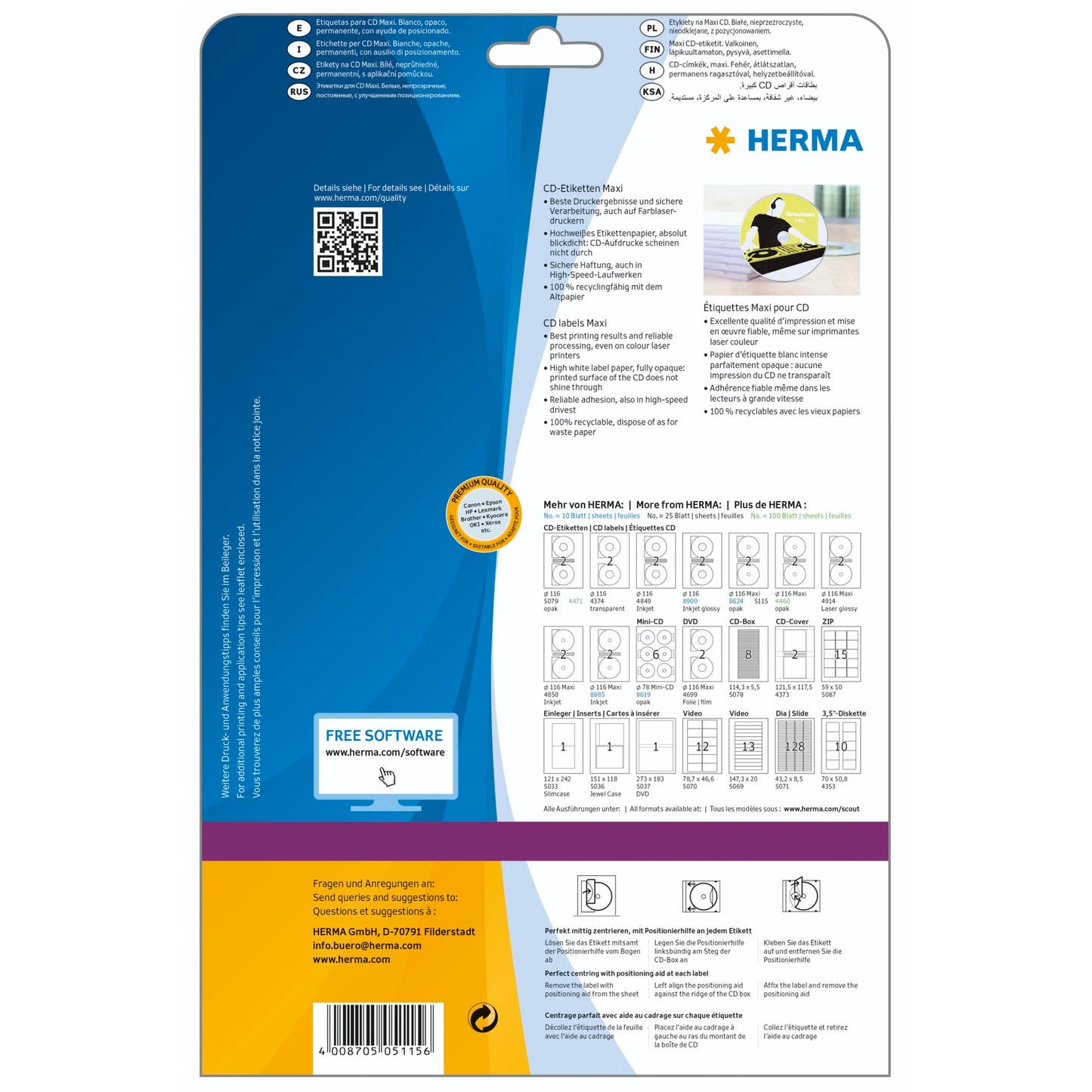 Herma CD-labels 116 25 Sheets DIN A4 50 pcs   5115