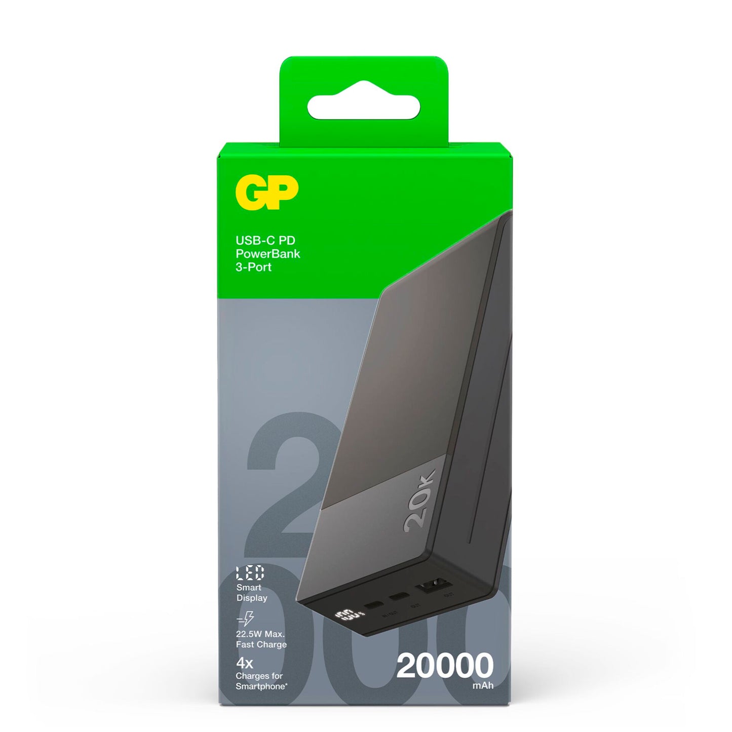 GP PowerBank M2+ 20C    20000mAh 2xUSB-C/1xUSB-A black LED-Anz.