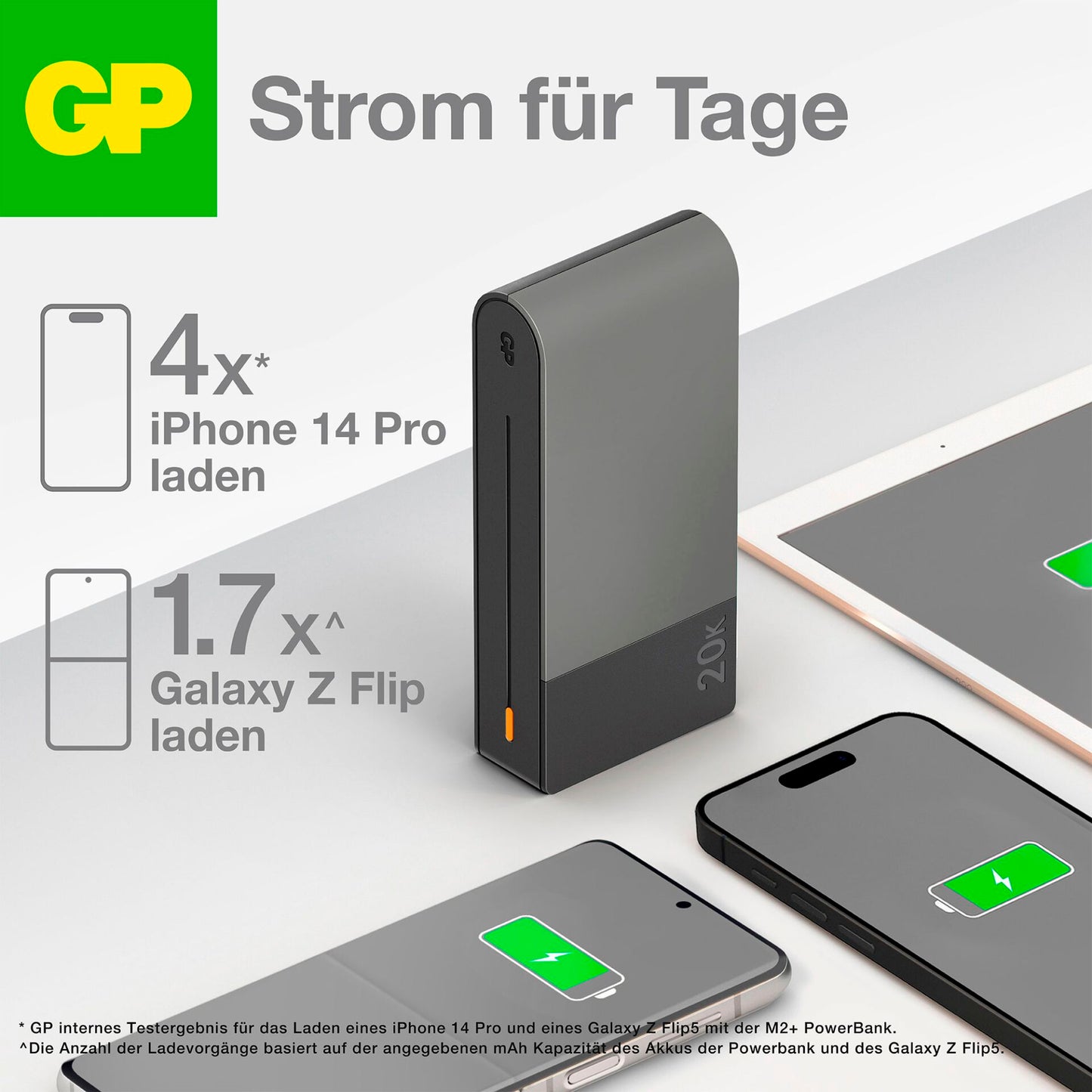 GP PowerBank M2+ 20C    20000mAh 2xUSB-C/1xUSB-A black LED-Anz.