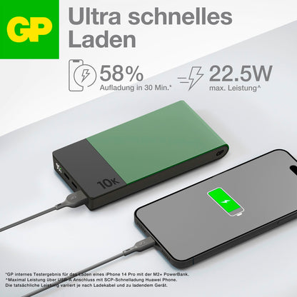 GP PowerBank M2+ 10C    10000mAh 2xUSB-C/1xUSB-A green LEDDisplay
