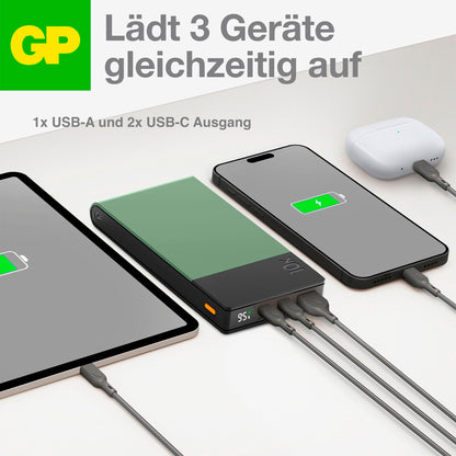 GP PowerBank M2+ 10C    10000mAh 2xUSB-C/1xUSB-A green LEDDisplay
