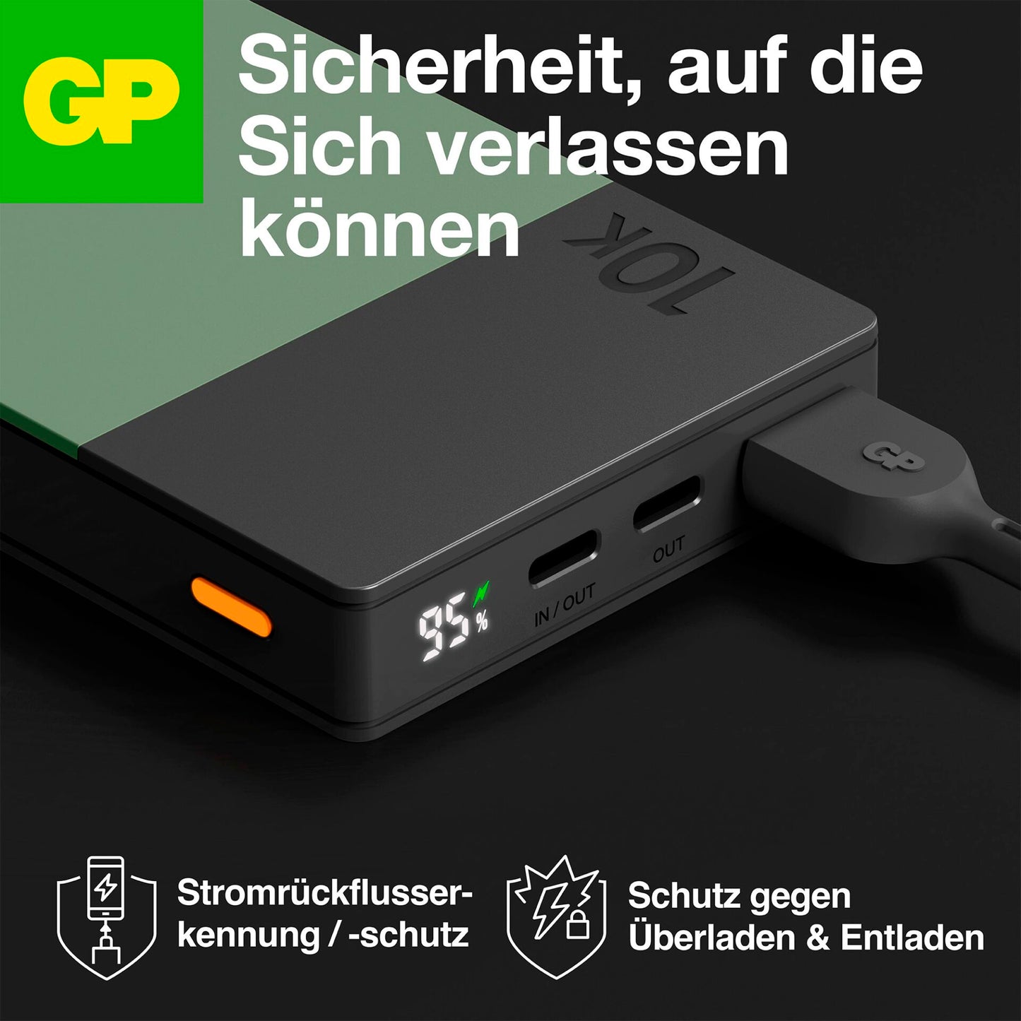 GP PowerBank M2+ 10C    10000mAh 2xUSB-C/1xUSB-A green LEDDisplay