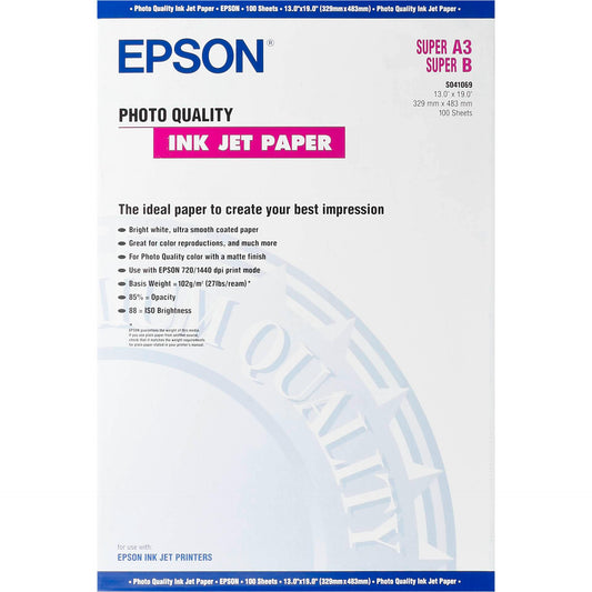 Epson Photo Quality Inkjet Paper A3+, 100 sheet, 105g  S041069