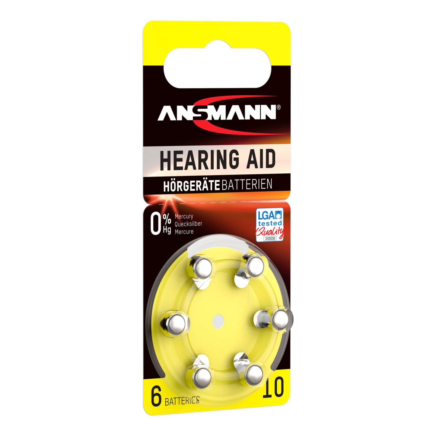 1x6 Ansmann Zinc-Air 10 (PR70) Hearing Aid Batteries