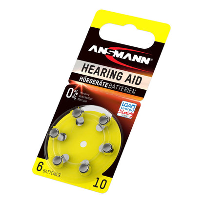 1x6 Ansmann Zinc-Air 10 (PR70) Hearing Aid Batteries