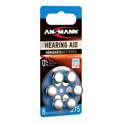 1x6 Ansmann Zinc-Air 675 (PR44) Hearing Aid Batteries