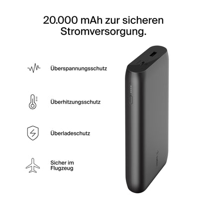 Belkin BOOST Charge 3-Port-Lapt. 20.000mAh 65W USB-C/A BPB020btBK