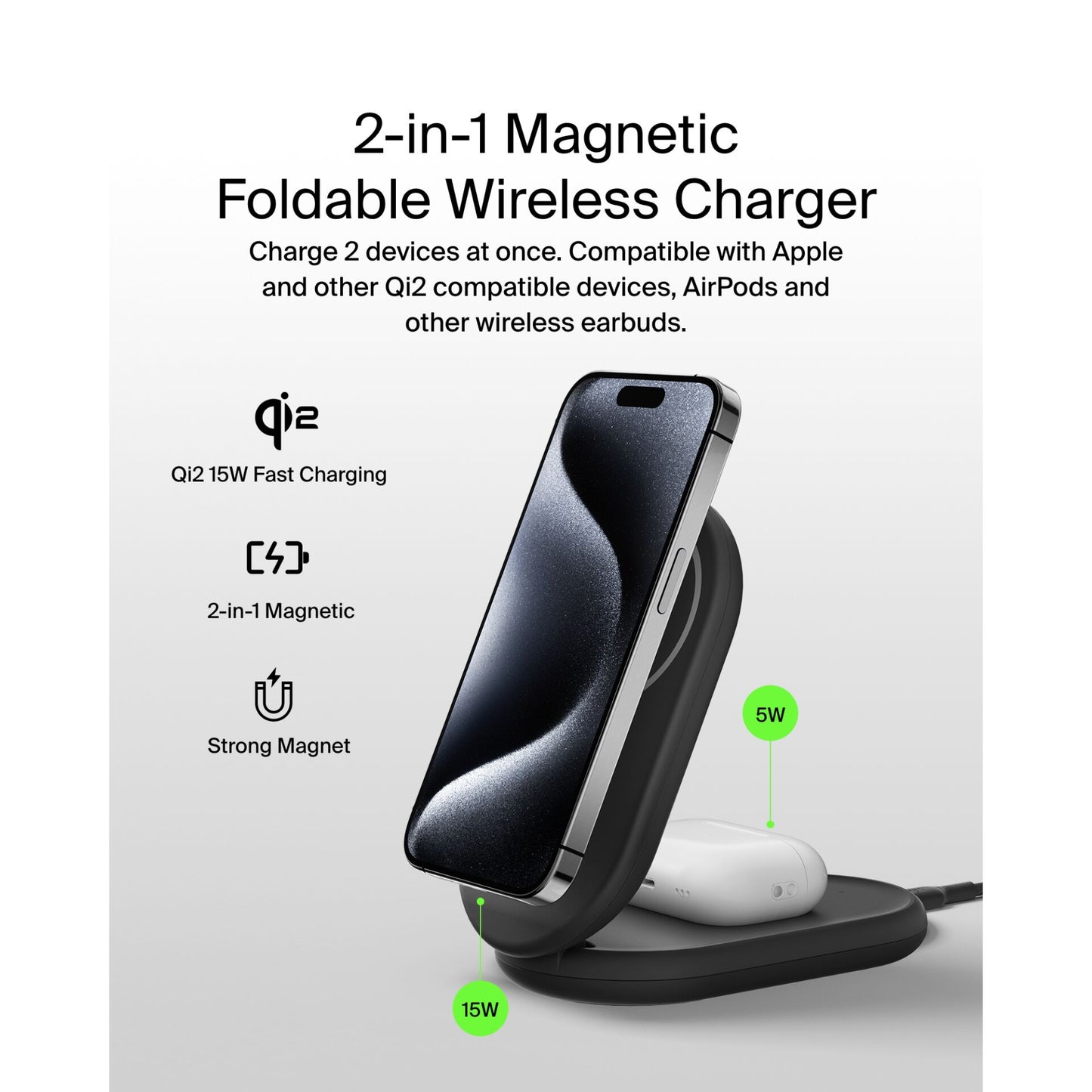 Belkin BOOST Charge magneti. 15W 2in1 +output/USB-C bl.WIZ028vfBK