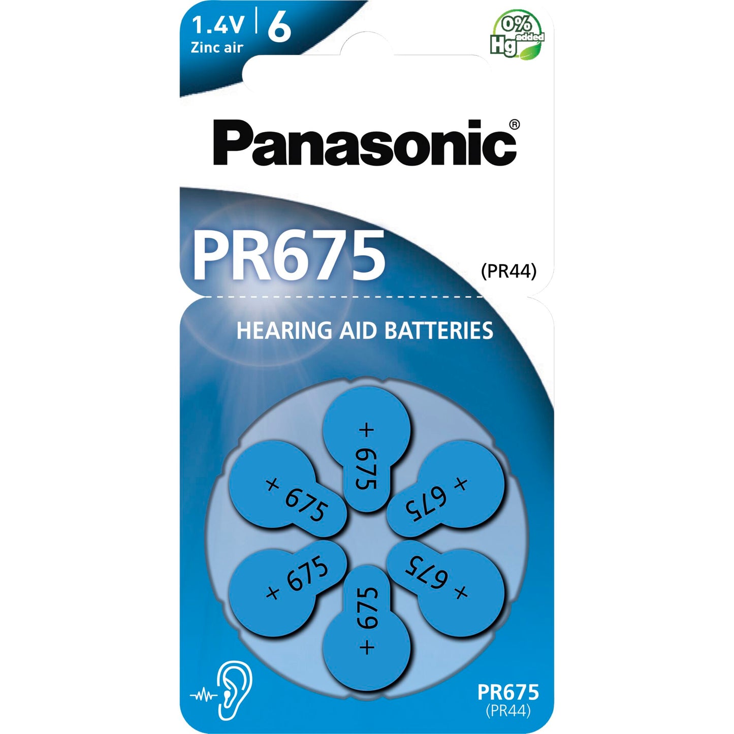 Panasonic PR 675 Zinc Air 6 pcs. Hearing Aid Cells