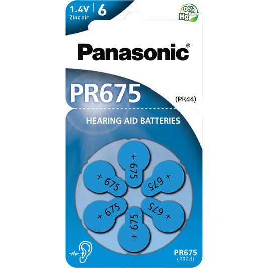 Panasonic PR 675 Zinc Air 6 pcs. Hearing Aid Cells