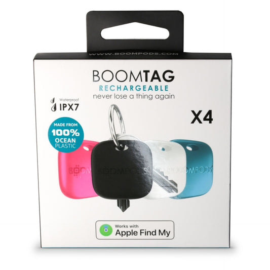 Boompods Boomtag Rechargeable 4 pcs. Black, Blue, White, Pink