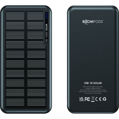 Boompods Obi 10,000mAh Solar Powerbank - Black