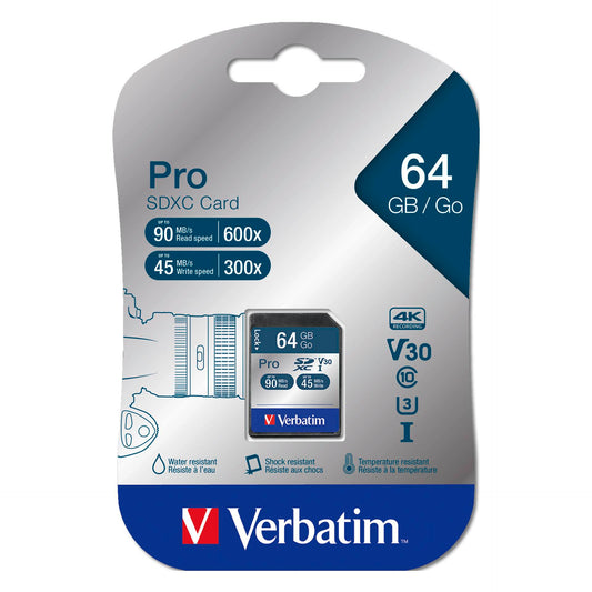 Verbatim SDXC Karte Pro     64GB Class 10 UHS-I             47022