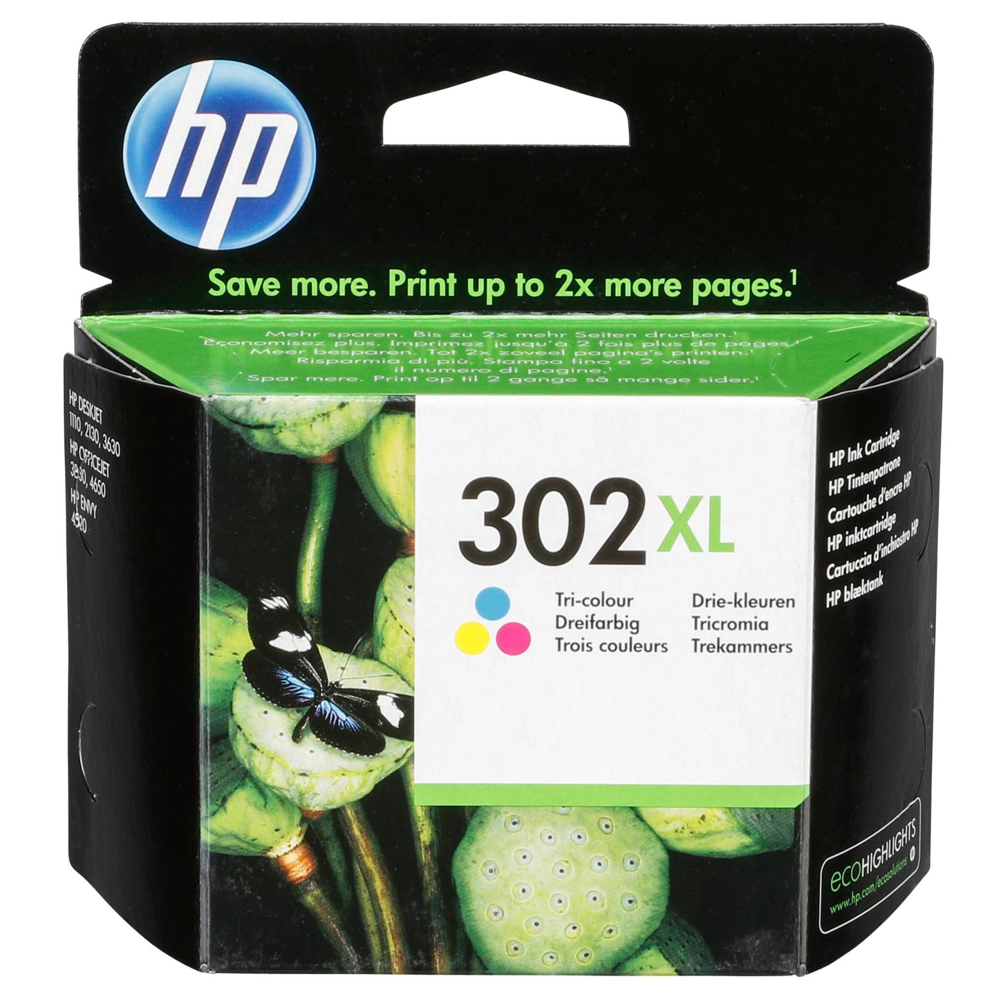 HP F6U67AE Tri-color Original Ink Cartridge No. 302 XL
