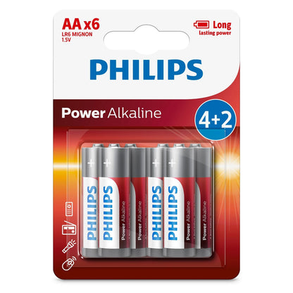 1x6 Philips Power Alkaline AA Batterie Vorteilspack