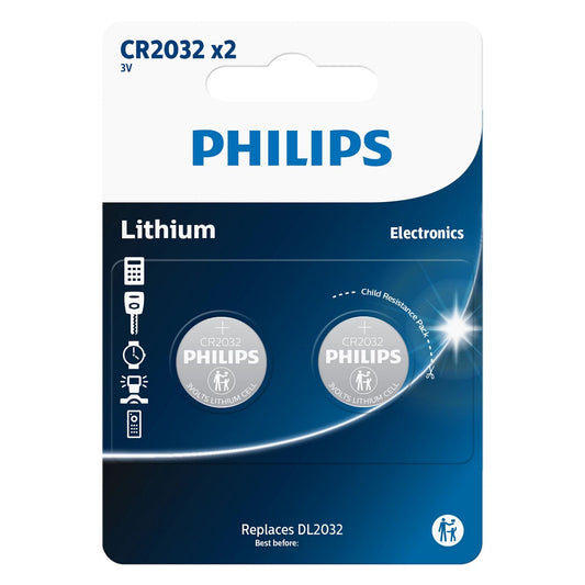 1x2 Philips Lithium 3.0V CR2032 Knopfzelle