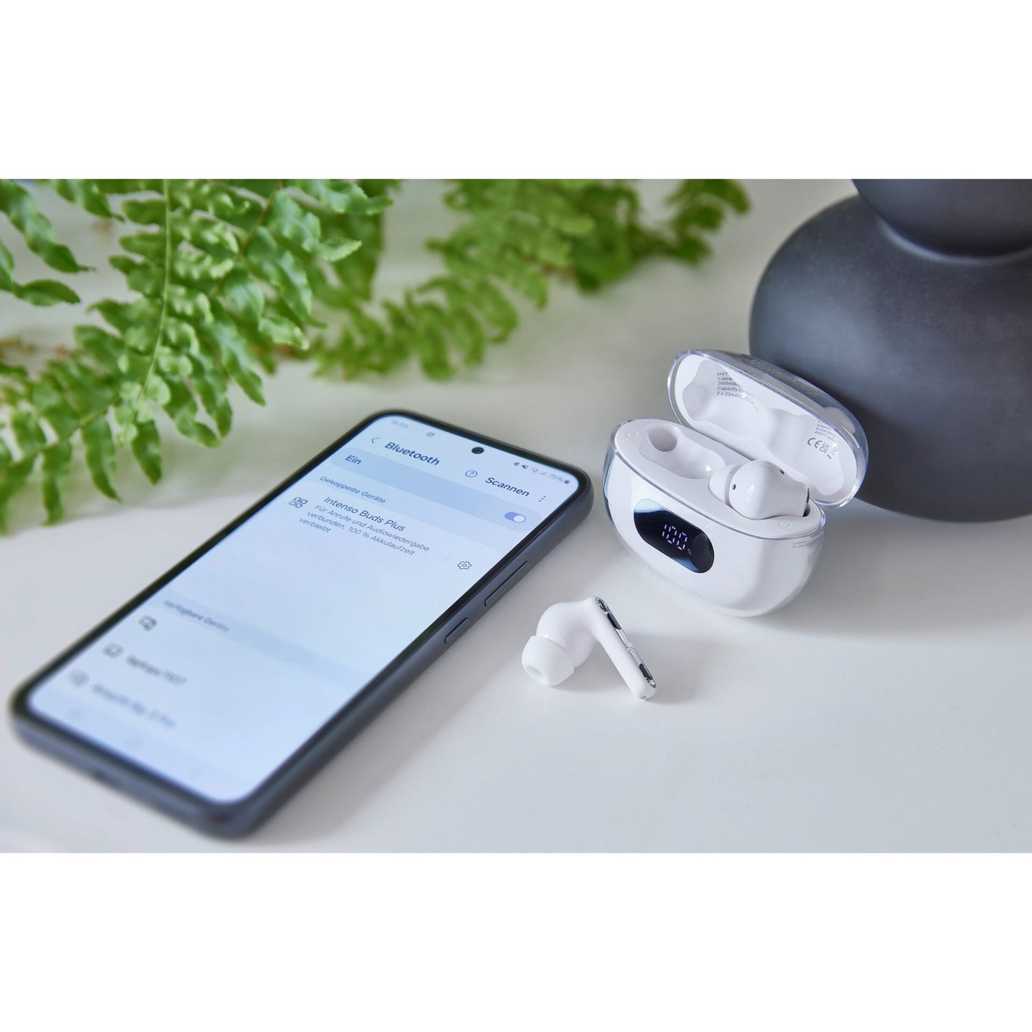 Intenso Buds Plus  dig. Display True Wireless Headphones white