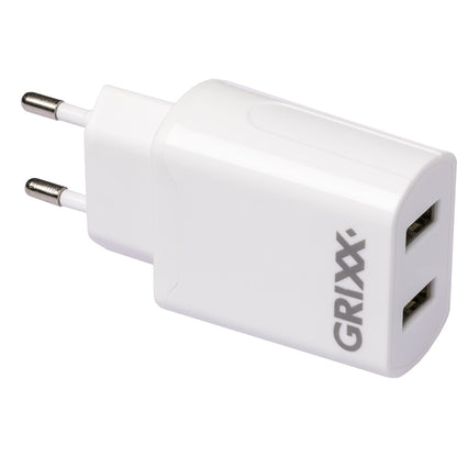 Grixx Power Adapter 220V White Dual USB A