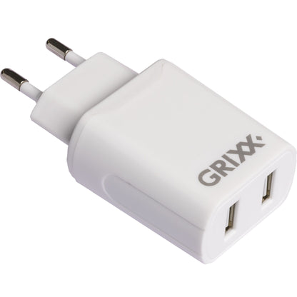 Grixx Power Adapter 220V White Dual USB A