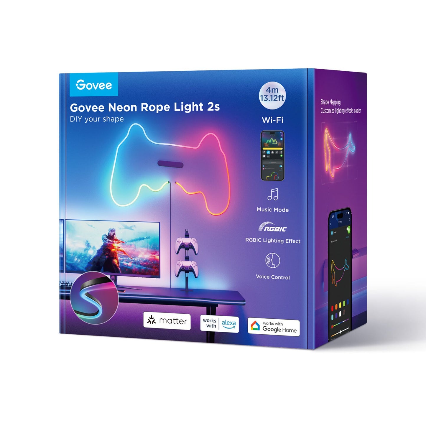 Govee Neon Strip Light 4 Meter Black Matter ready