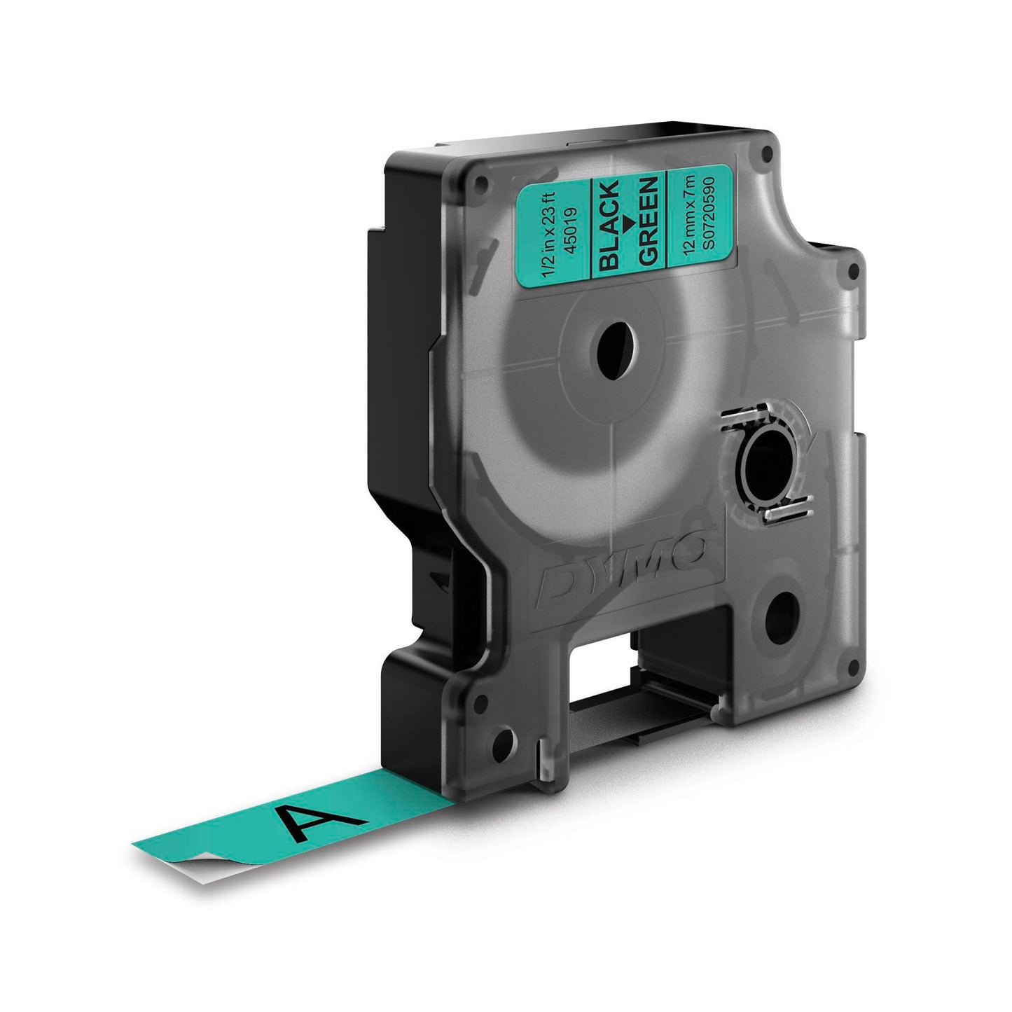 Dymo D1 12mm Black/Green labels 45019
